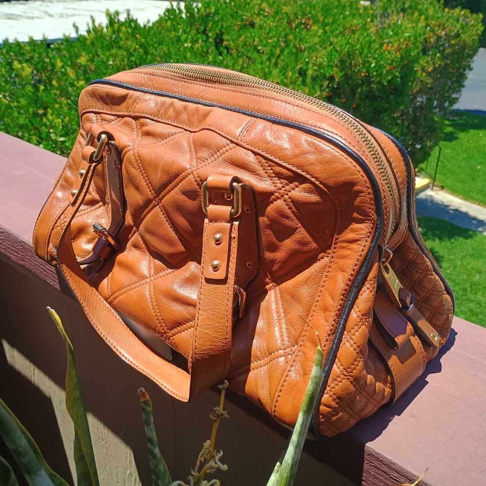 Marc Jacobs 'Emily' Bowler Satchel in Caramel Brown Quilted Leather - Picture 3 of 15